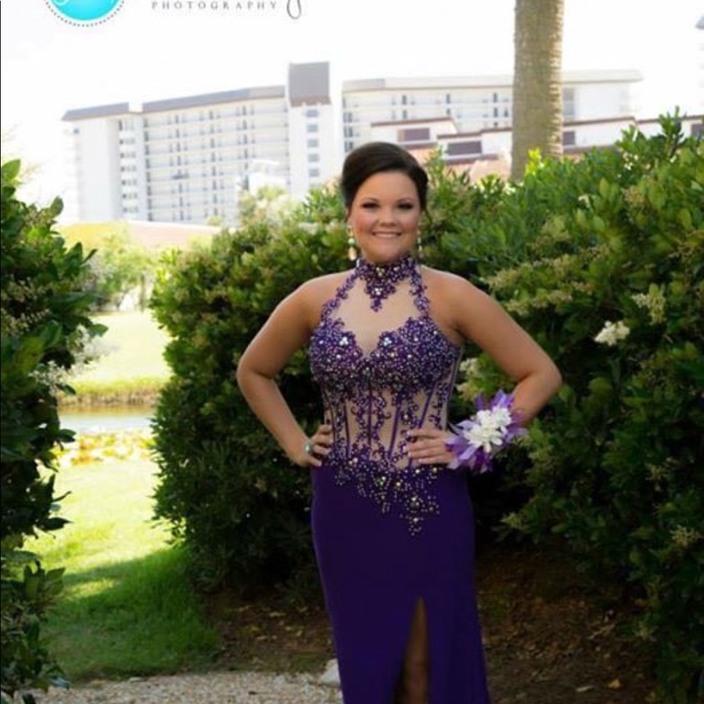 Ashley and Lauren Jersey knit prom dress